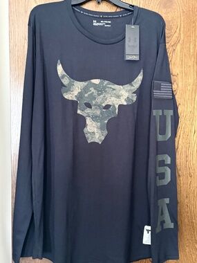 Under Armour Men's Project Rock Brahma Bull Long Sleeve HeatGear T-Shirt XXL NWT